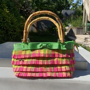 Y2K bamboo handled plaid purse